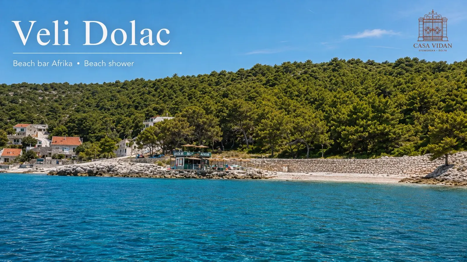Plaža Veli Dolac i Beach Bar Afrika u Stomorskoj