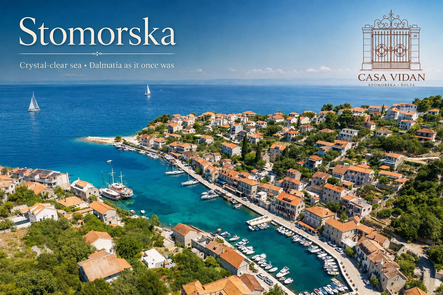 Uvala Stomorska s kristalno čistim morem, otok Šolta